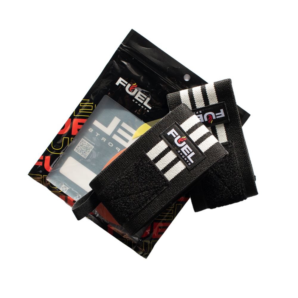 Munhequeira Elástica - Cor:  Preta - Listras Brancas